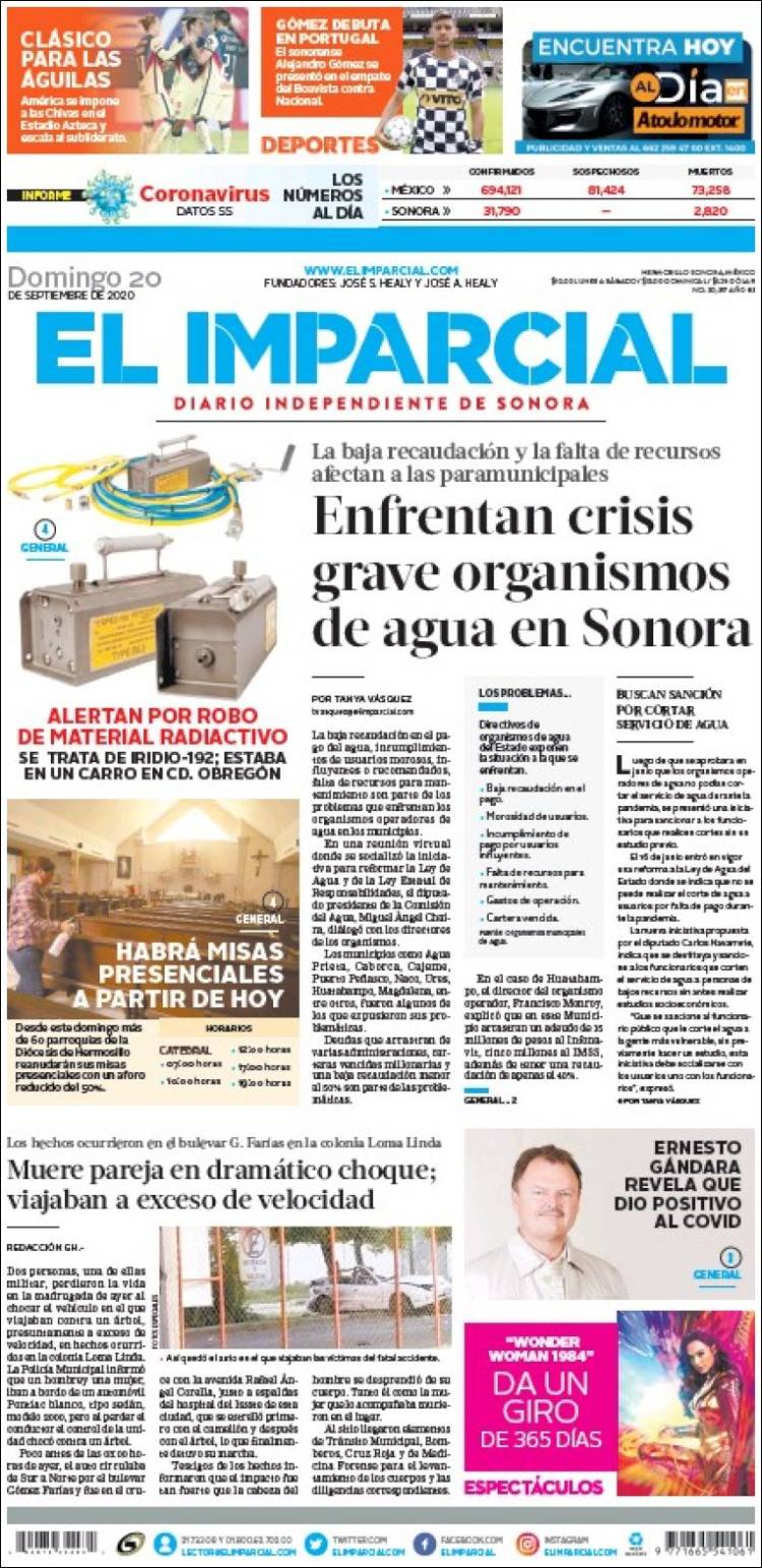 Portada de El Imparcial (M&eacute;xico)