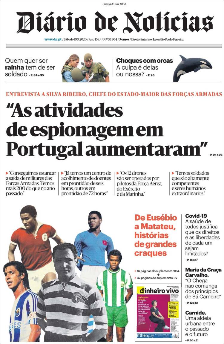 Portada de Diário de Noticias (Portugal)