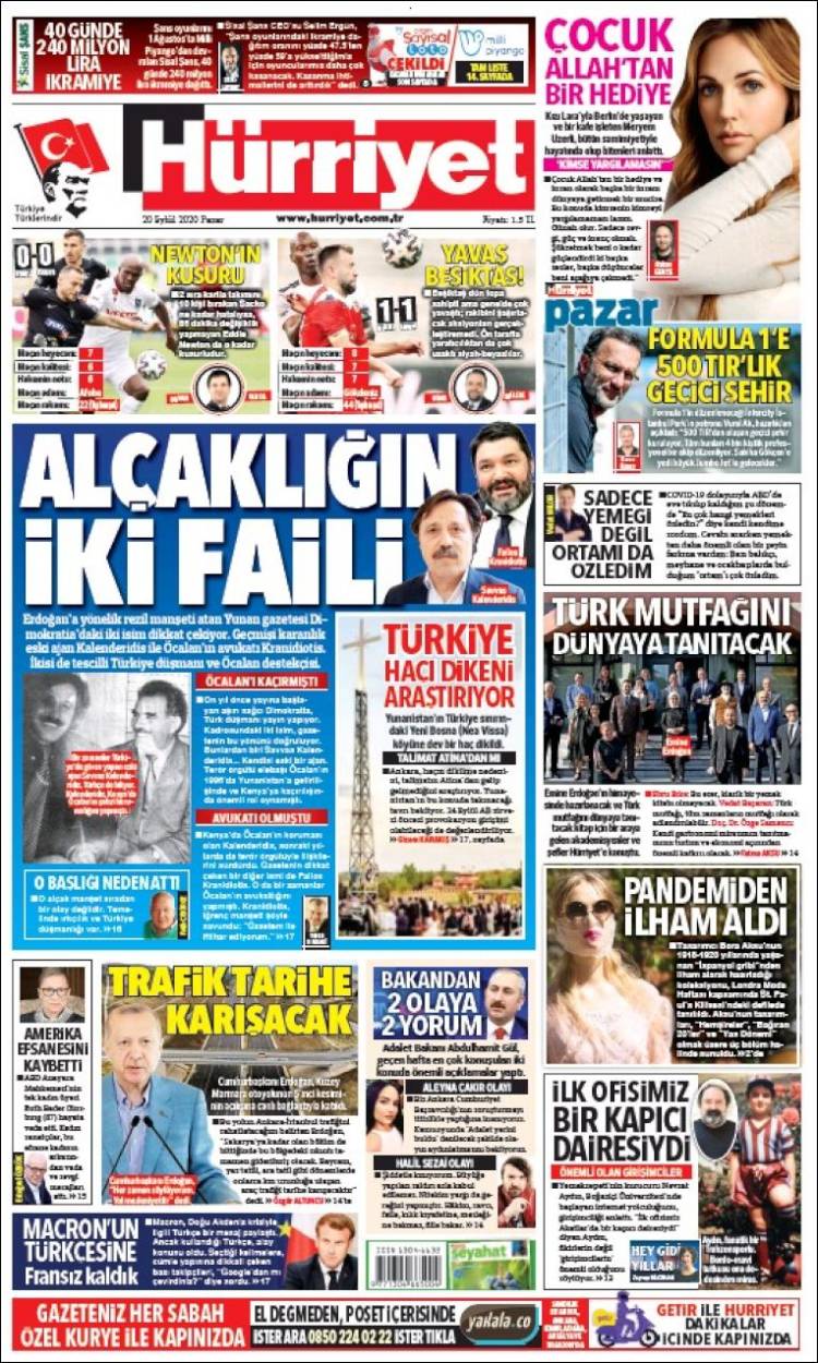 Portada de Hürriyet (Turqu&iacute;a)