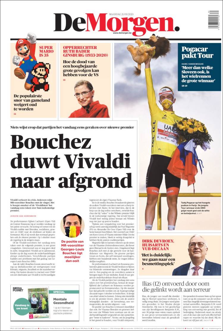 Portada de De Morgen (B&eacute;lgica)