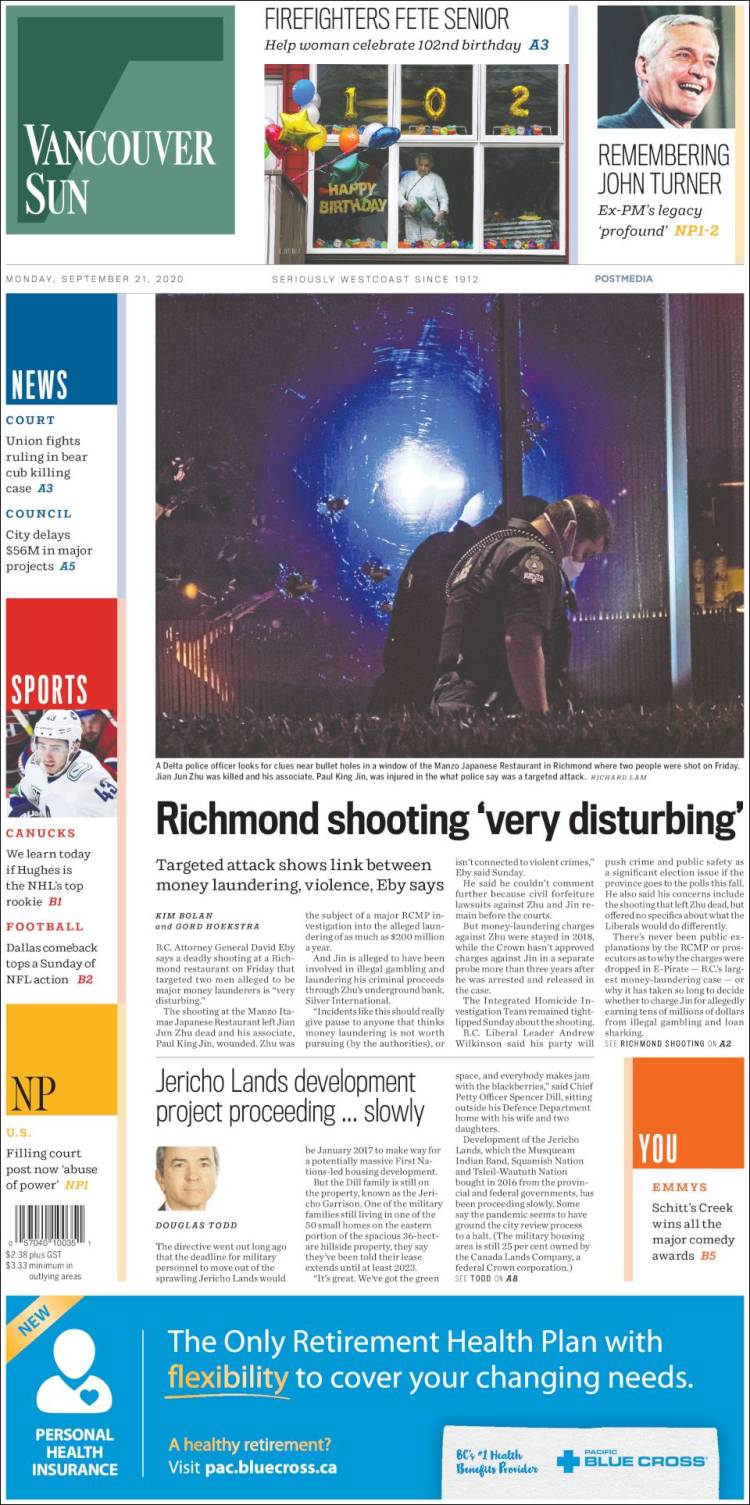 Portada de The Vancouver Sun (Canadá)