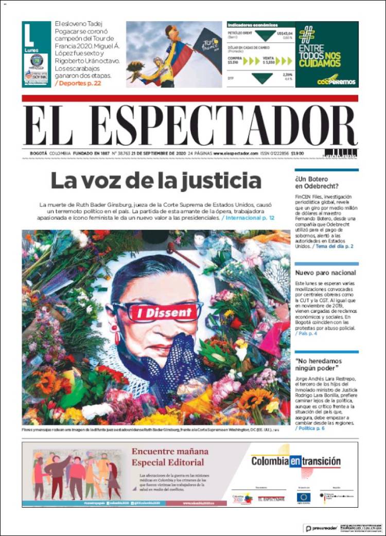 Portada de El Espectador (Colombia)