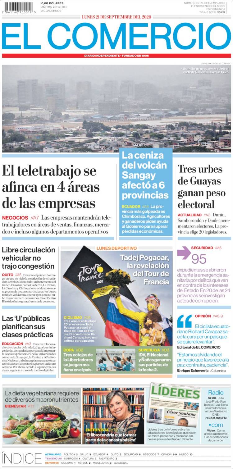 Portada de El Comercio (Ecuador)