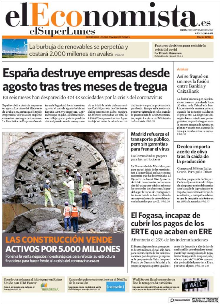 Portada de El Economista (Espa&ntilde;a)