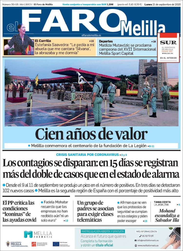 Portada de El Faro de Melilla (Espa&ntilde;a)