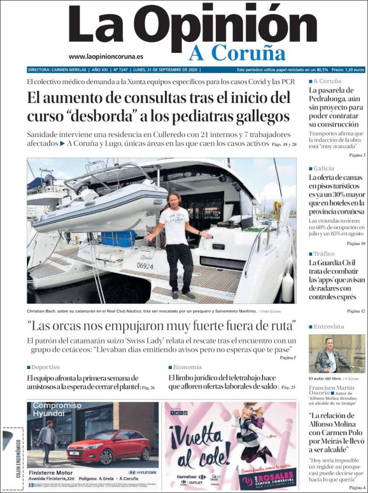 Portada de La Opinión de A Coruña (Espa&ntilde;a)