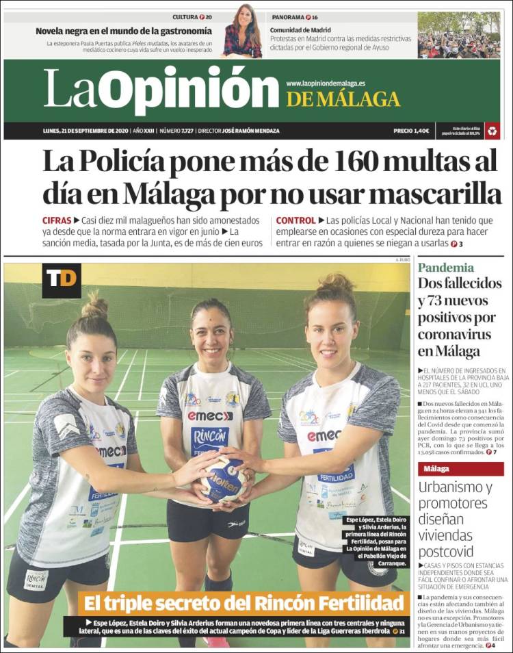 Portada de La Opinión de Málaga (Espa&ntilde;a)