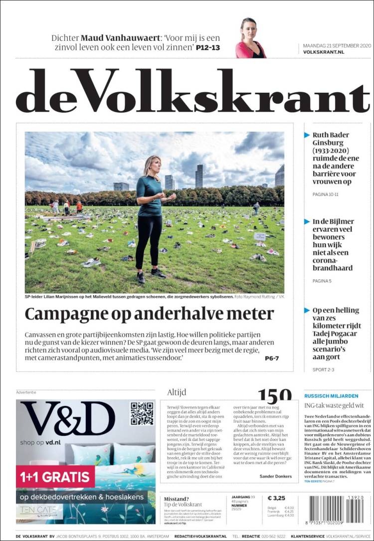 Portada de De Volkskrant (Pa&iacute;ses Bajos)