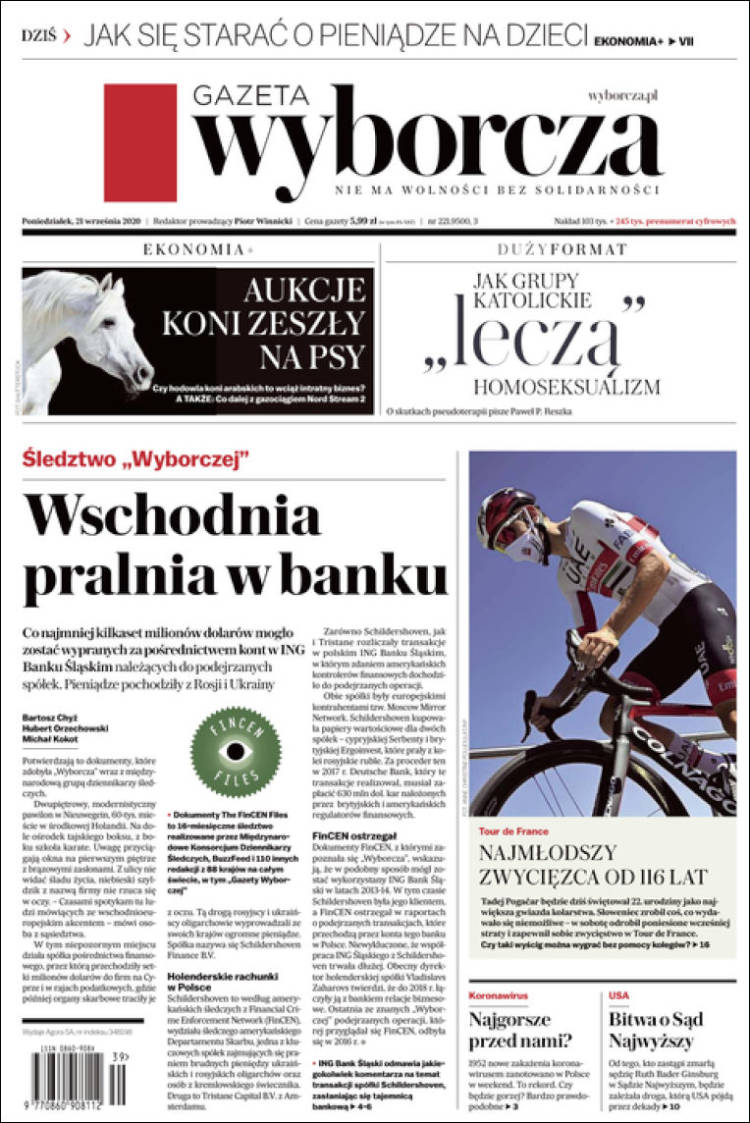 Portada de Gazeta Wyborcza (Polonia)