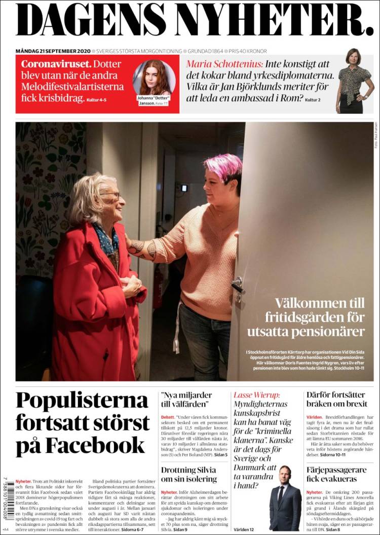 Portada de Dagens Nyheter (Suecia)