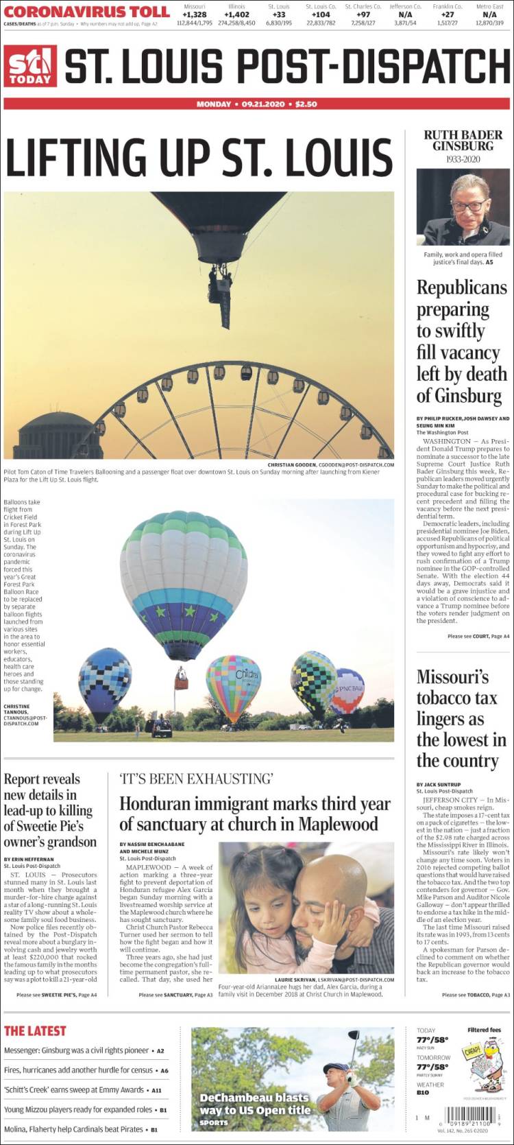 Portada de St. Louis Post-Dispatch (USA)