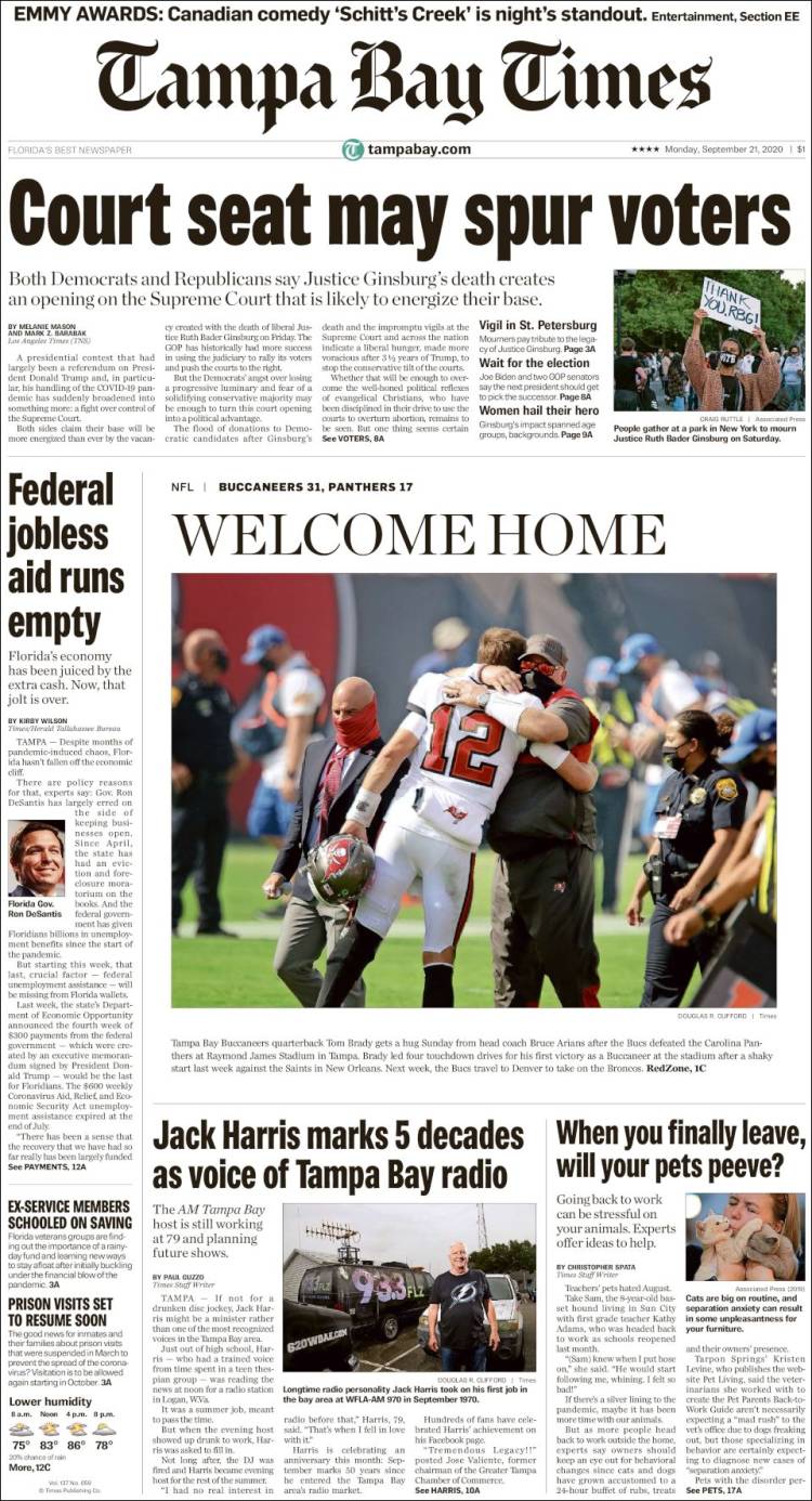 Portada de Tampa Bay Times (USA)