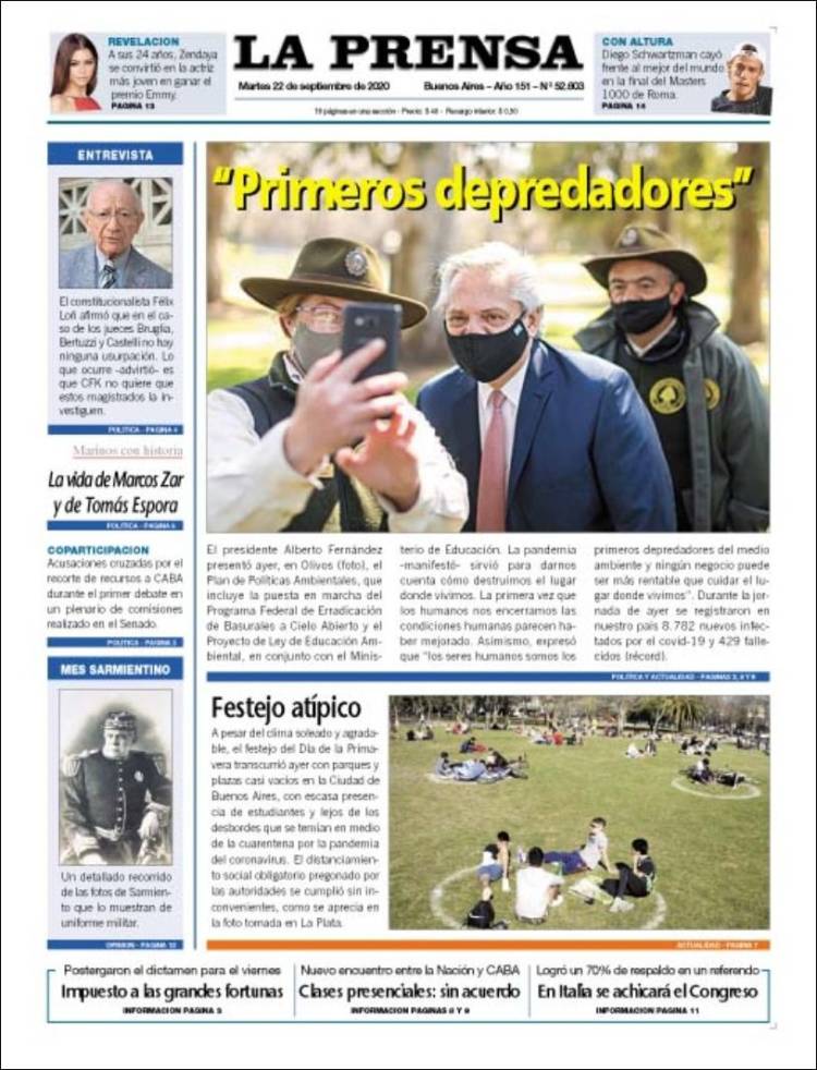 Portada de La Prensa (Argentina)
