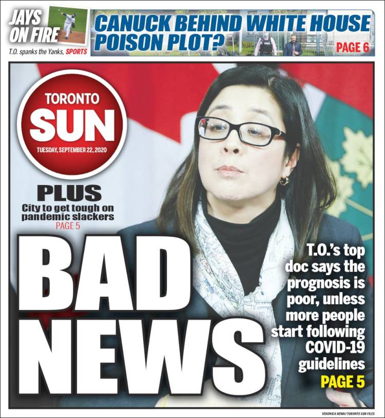 Portada de The Toronto Sun (Canada)