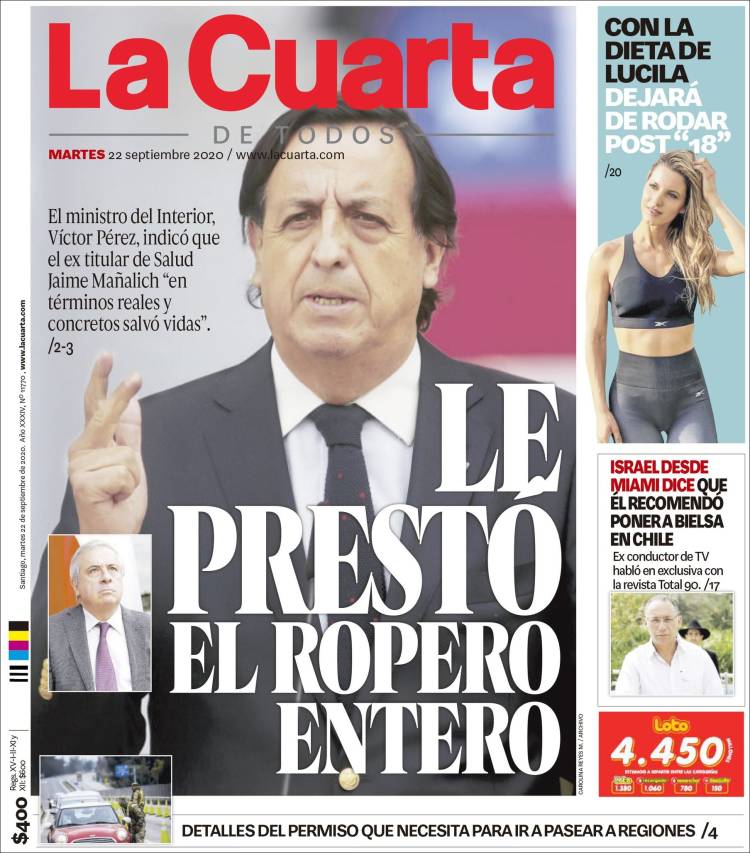 Portada de La Cuarta (Chile)