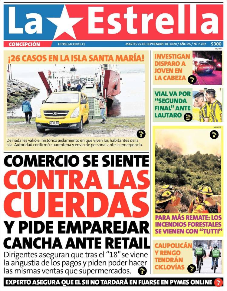 Portada de La Estrella de Concepción (Chile)