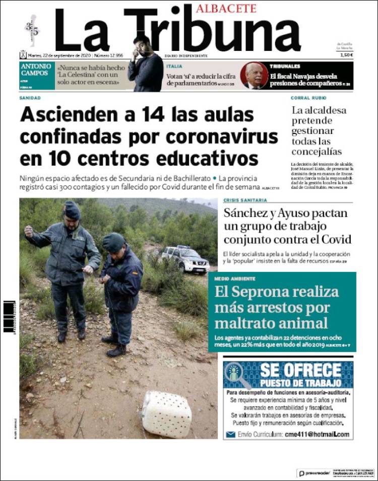 Portada de La Tribuna de Albacete (Espa&ntilde;a)