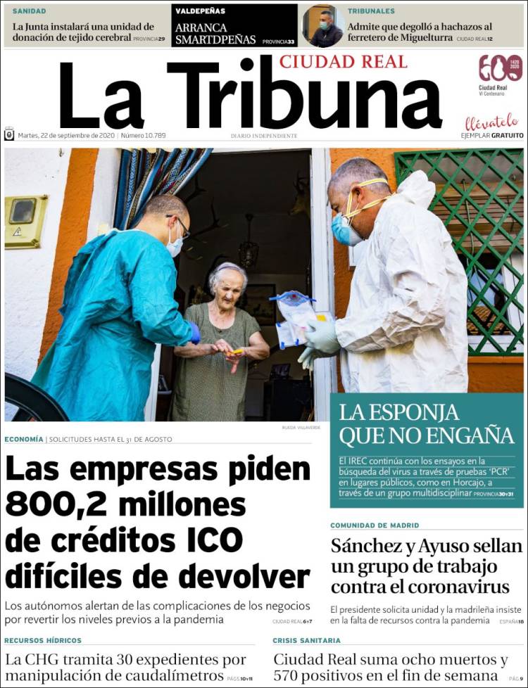 Portada de La Tribuna de Ciudad Real (Espa&ntilde;a)