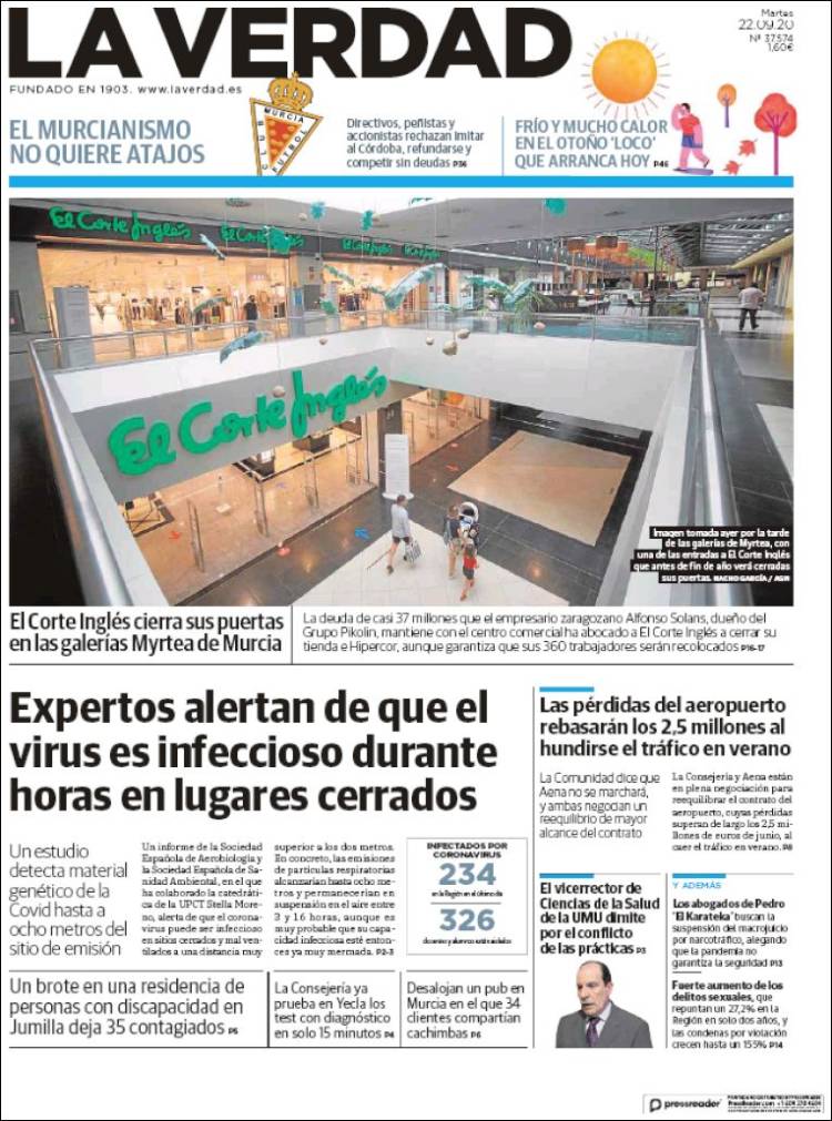 Portada de La Verdad de Murcia (Espa&ntilde;a)