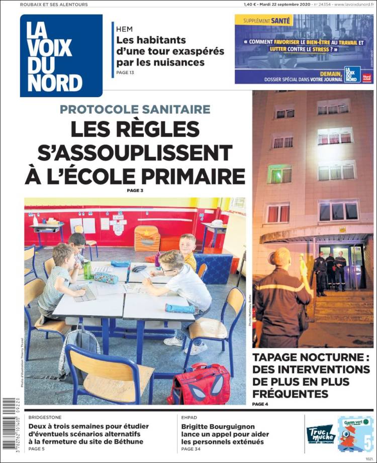 Portada de La Voix du Nord (Francia)