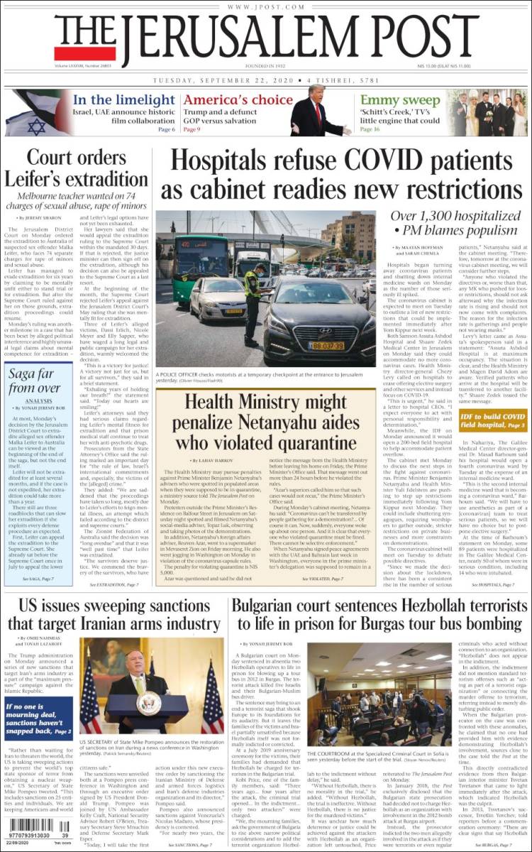 Portada de The Jerusalem Post (Israel)