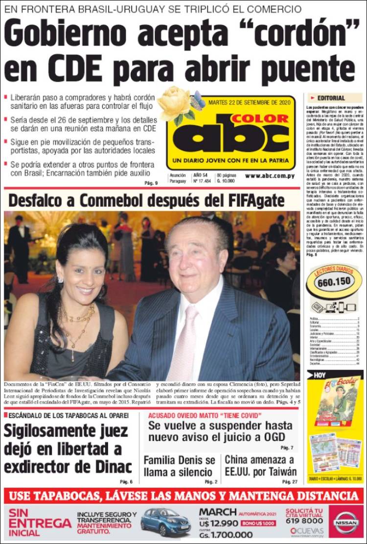 Portada de ABC Color (Paraguay)