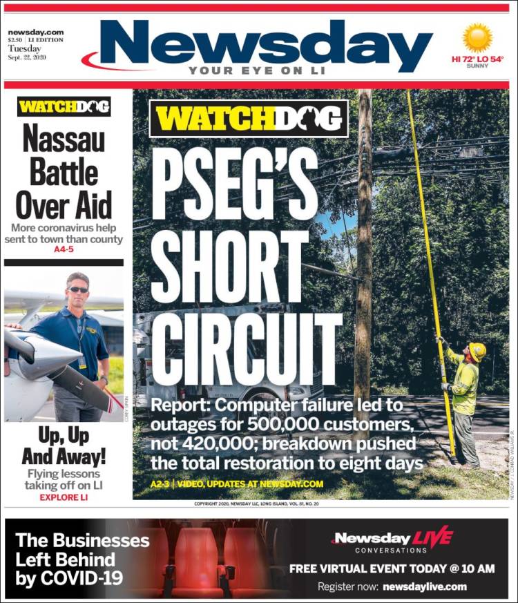 Portada de Newsday (USA)