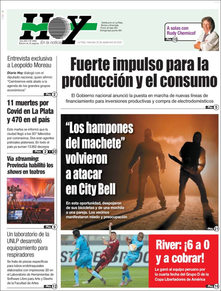 Portada de Diario Hoy (Argentina)