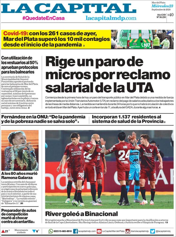 Portada de Diario La Capital - Mar del Plata (Argentina)