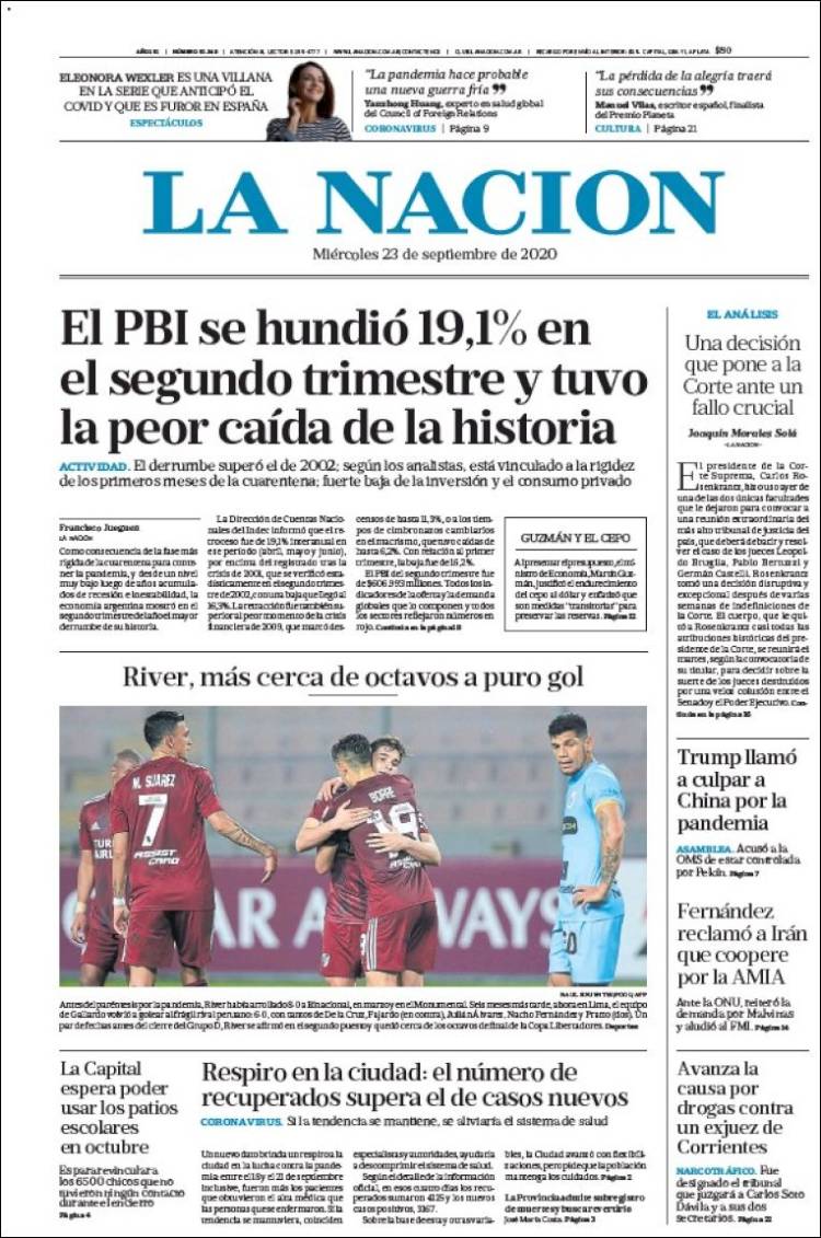 Portada de La Nación (Argentina)