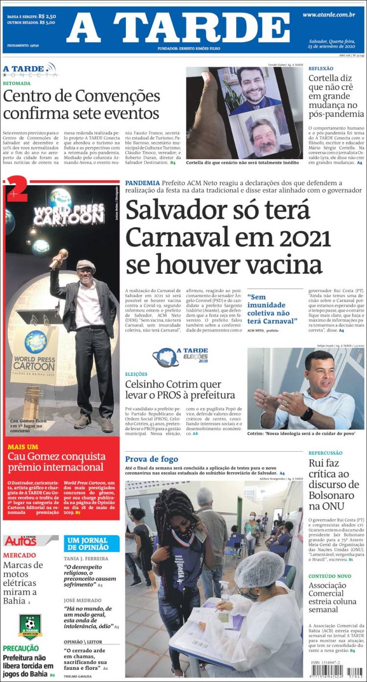 Portada de Diário A Tarde (Brasil)