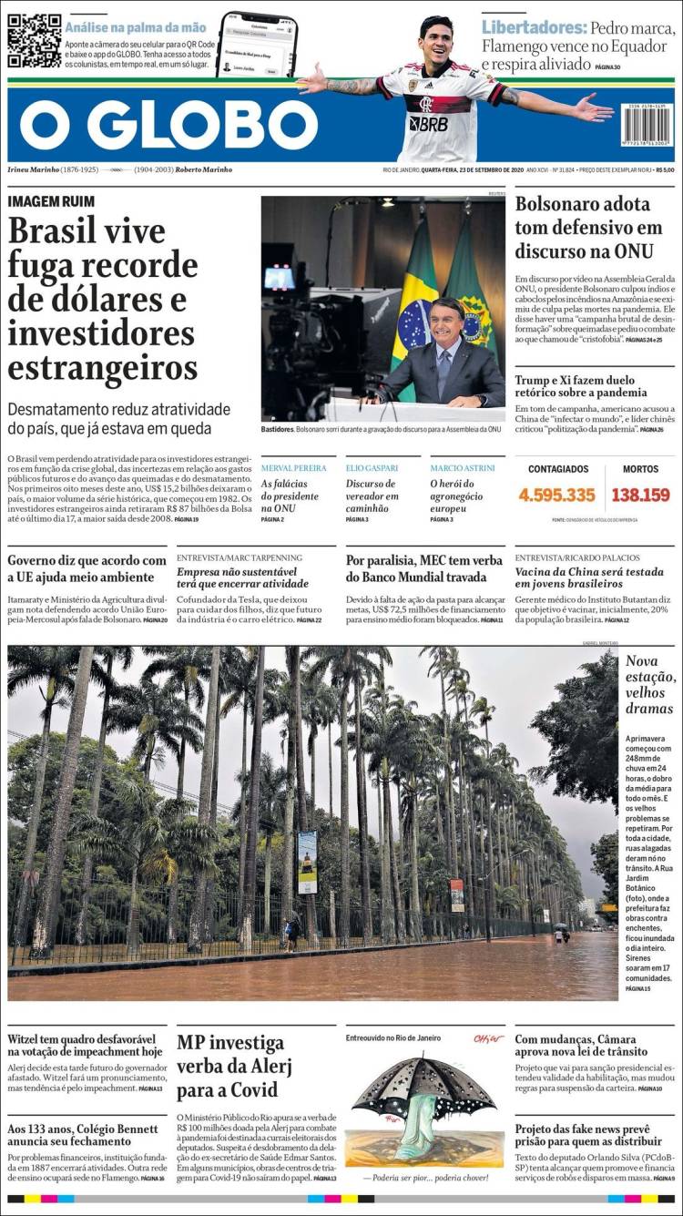 Portada de O Globo (Brasil)
