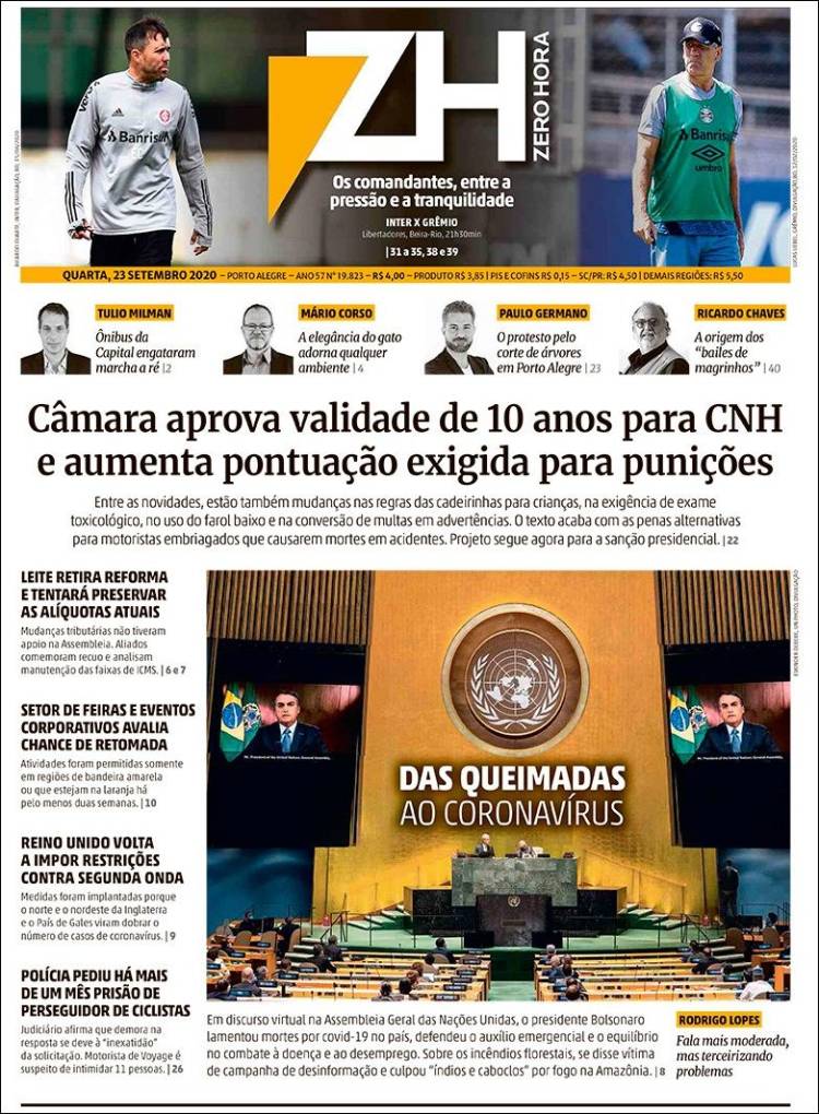 Portada de Zero Hora (Brasil)