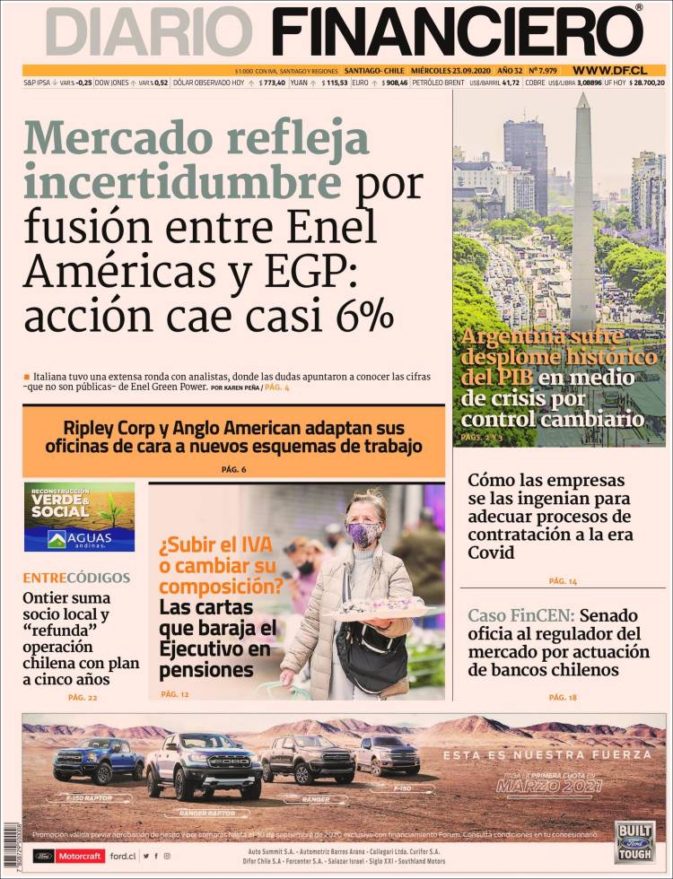 Portada de Diario Financiero (Chile)
