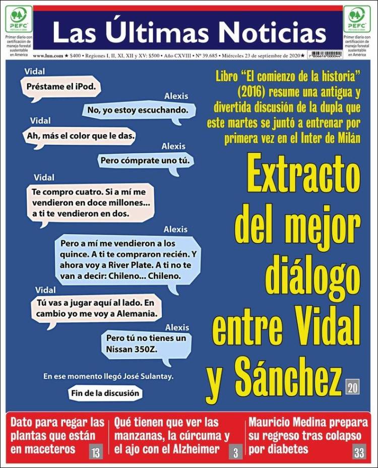 Portada de Las Últimas Noticias (Chile)