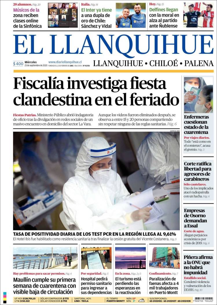 Portada de El Llanquihue (Chile)