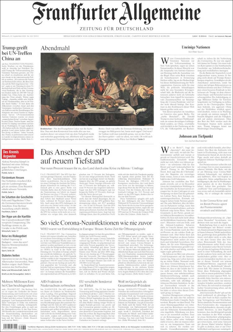 Portada de Frankfurter Allgemeine (Alemania)