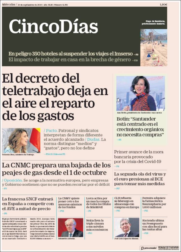 Portada de Cinco Días (Espa&ntilde;a)