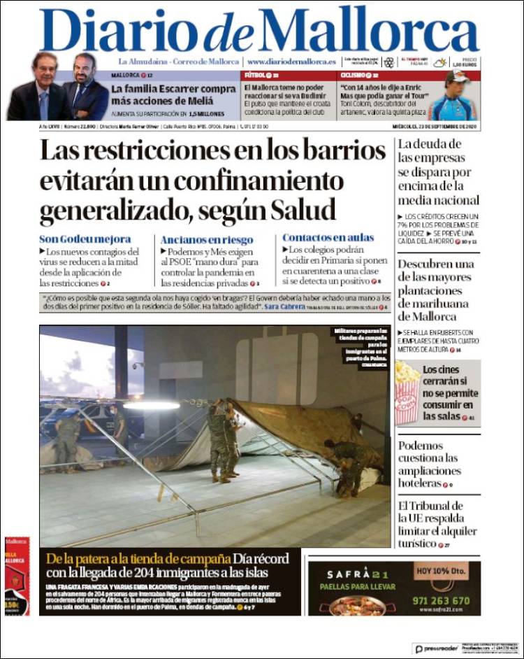 Portada de Diario de Mallorca (Espa&ntilde;a)