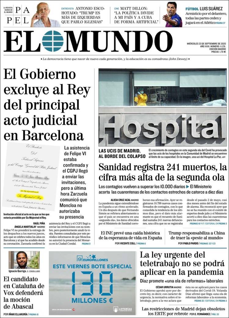 Portada de El Mundo (Espa&ntilde;a)
