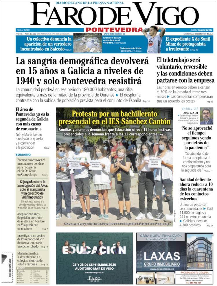 Portada de El Faro de Vigo - Pontevedra (Espa&ntilde;a)