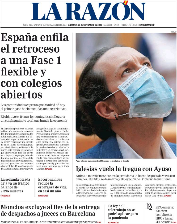 Portada de La Razón (Espa&ntilde;a)