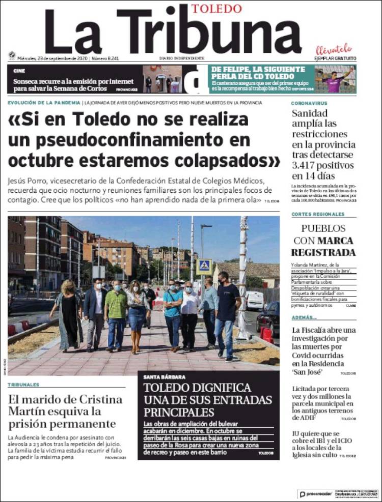 Portada de La Tribuna de Toledo (Espa&ntilde;a)