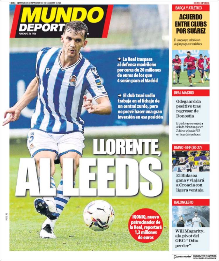Portada de Mundo Deportivo Gipuzkoa (Espa&ntilde;a)