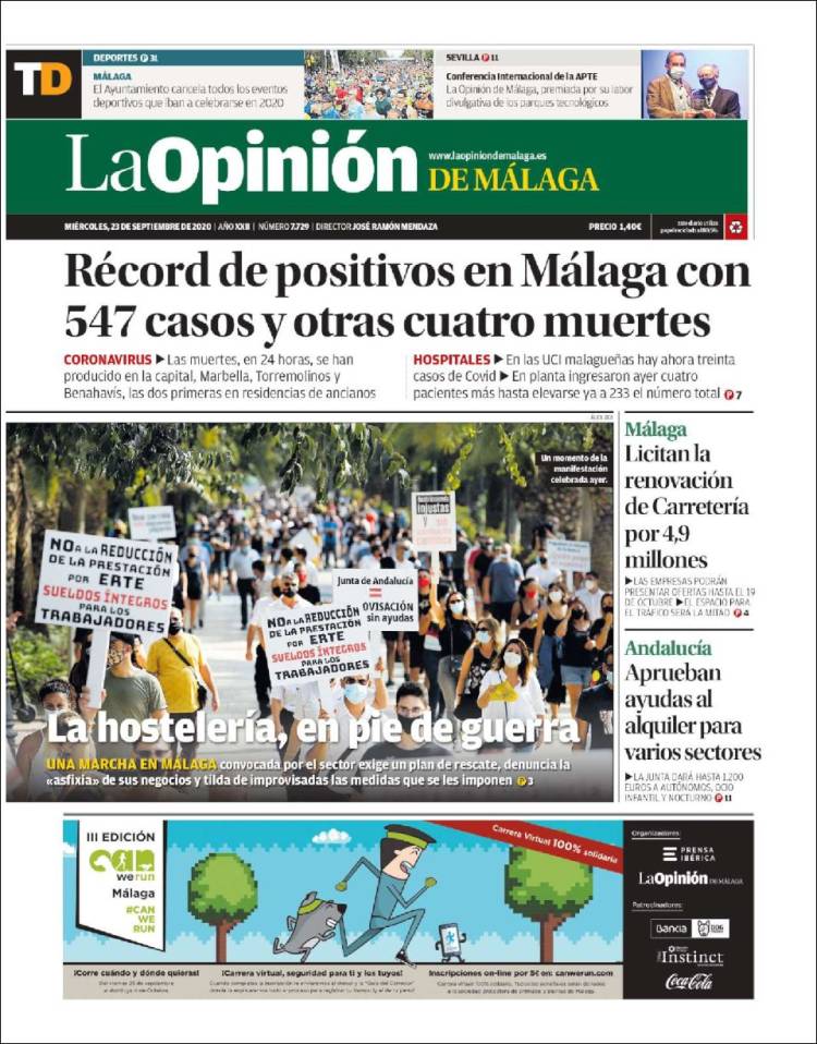 Portada de La Opinión de Málaga (Espa&ntilde;a)