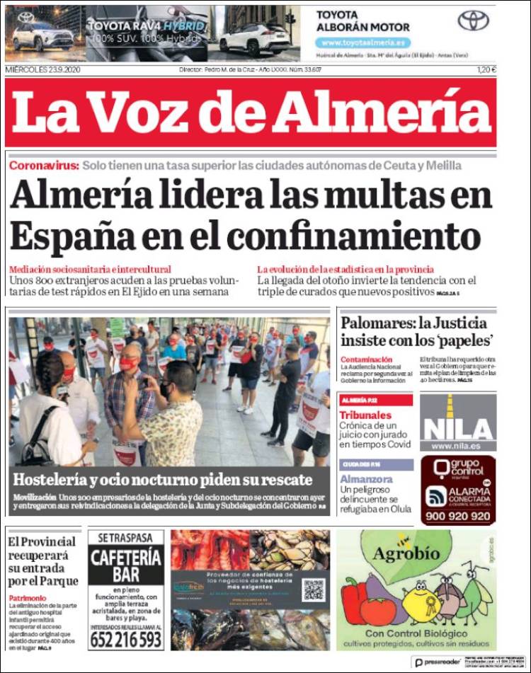 Portada de La Voz de Almería (Espa&ntilde;a)