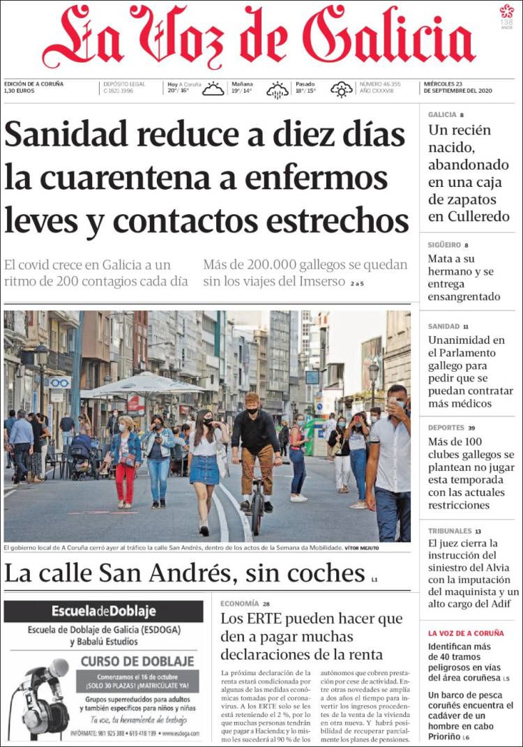 Portada de La Voz de Galicia (Espa&ntilde;a)