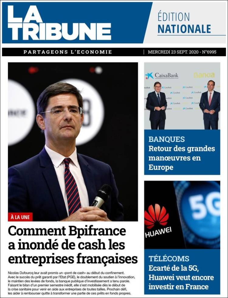 Portada de La Tribune (Francia)