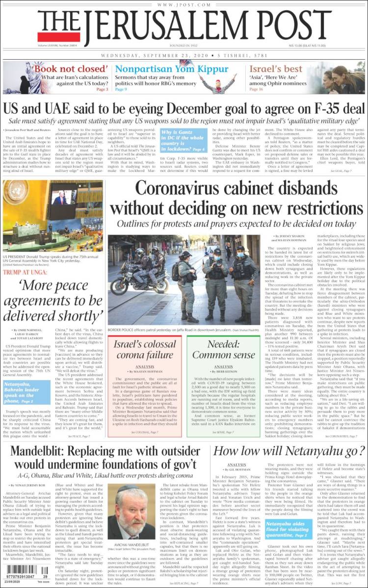 Portada de The Jerusalem Post (Israel)