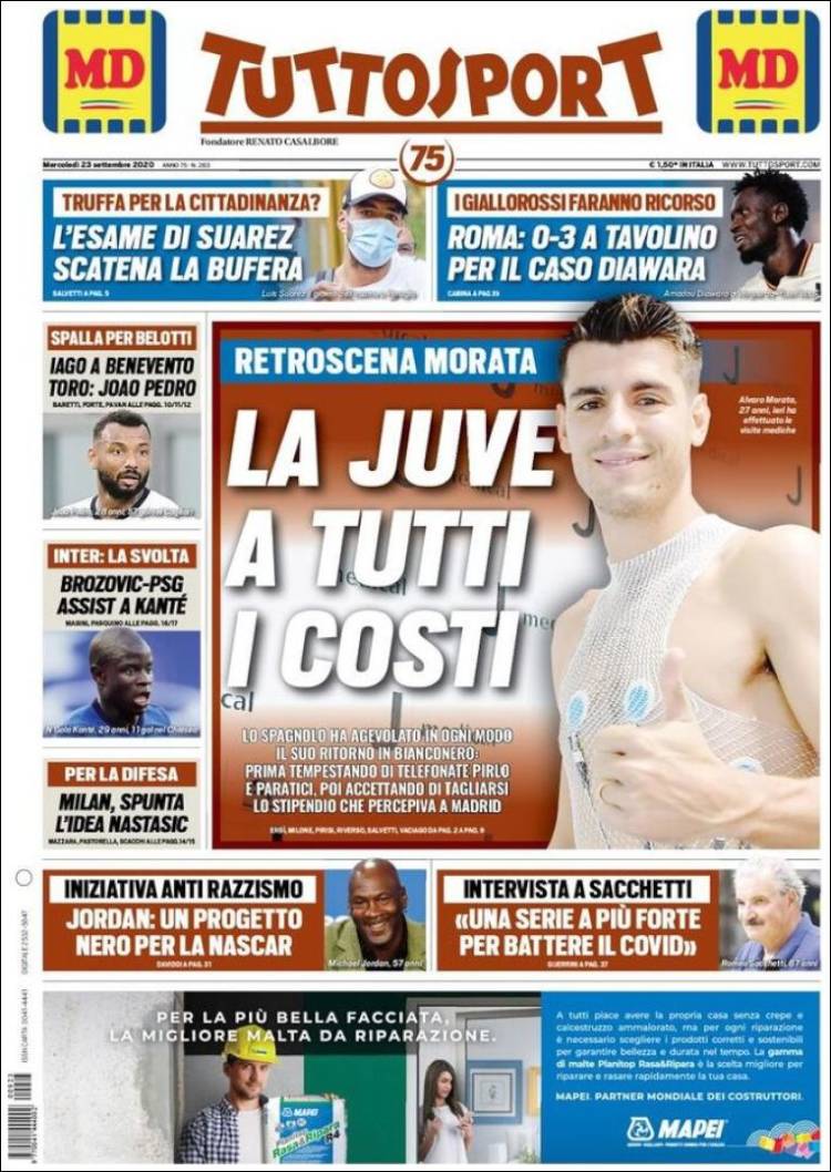 Portada de Tuttosport (Italia)